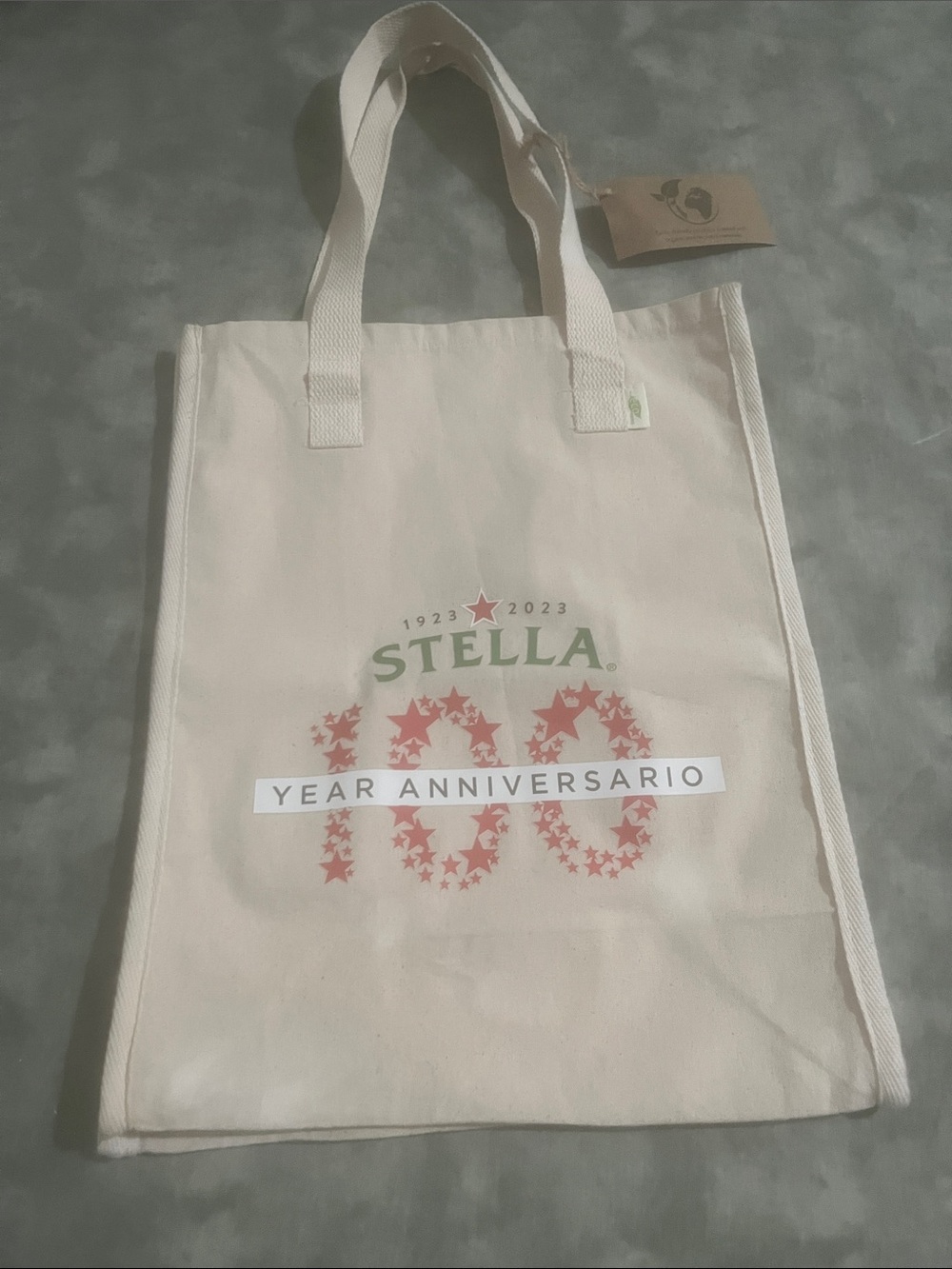 Stella 100 Anniversary Tote Bag NEW (Green w Red stars) Gemline Canvas 2023 READ